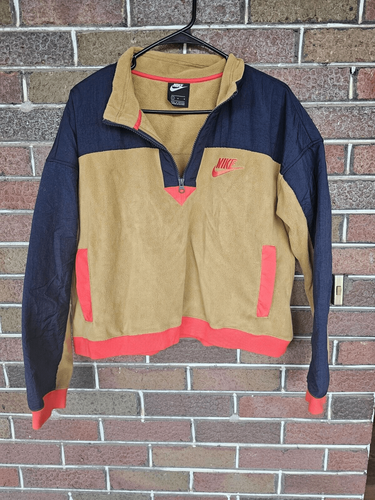 NIKE NSW HALF-ZIP TOP ColorBlock Cropped Fleece Pullover Women's Large 938963