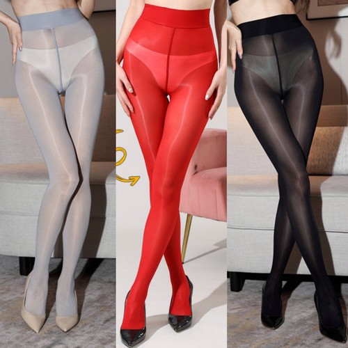 Damen Stretch Sexy Sheer Oil Shiny Glänzend High Waist Strumpfhose Strumpfhose - Bild 18 von 26