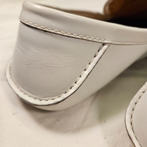 GUCCI Loafers Leather Moccasins Shoes GG Monogram Leather Logo White Mens US 8 - Picture 19 of 19