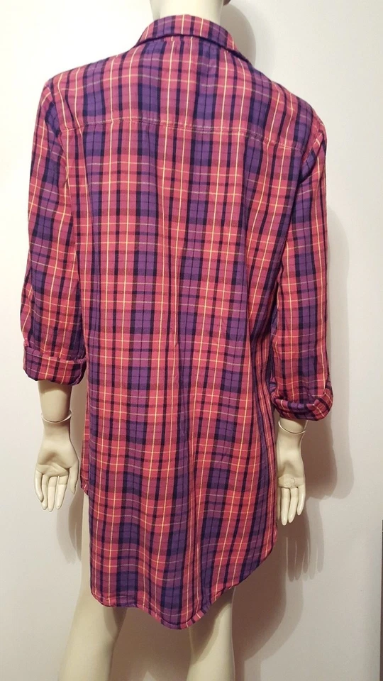 Рубашка для сна Betsey Johnson Intimates ночная рубашка размер M розовая фиолетовая клетчатая - Изображение 4 из 4