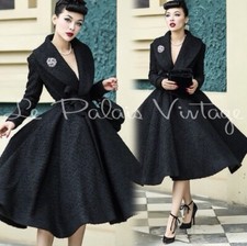 Le Palais Vintage Retro Old Hollywood Classic 50’s Black Swing Coat (size Xs)