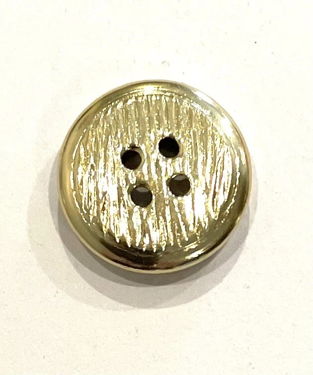 6pcs Gold Round Metal 4 Hole Button 15mm Filigree Lined Striation Wood Grain - Image 2 of 4