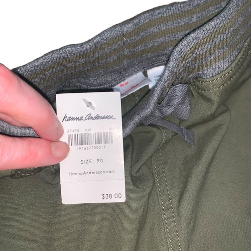 Hanna Andersson Boy's Cargo Pants Size 90 / US 3T Elastic Waist Army Green NWT - Picture 10 of 12