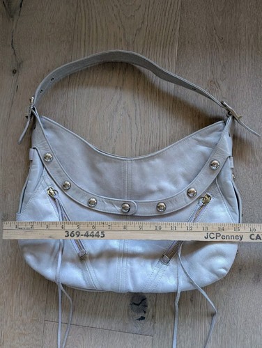 Botkier Studs Silver Mushroom Cream Pearlized Leather Shoulder Bag — Medium - Picture 8 of 13