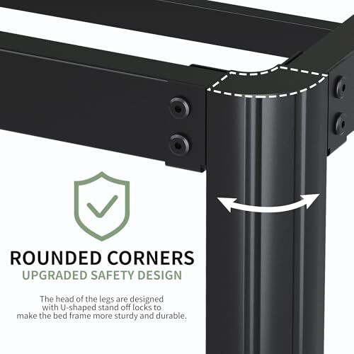 22 Inch High Queen Bed Frame with Rounded Corner Legs, Heavy Duty Metal Queen - Picture 6 of 8