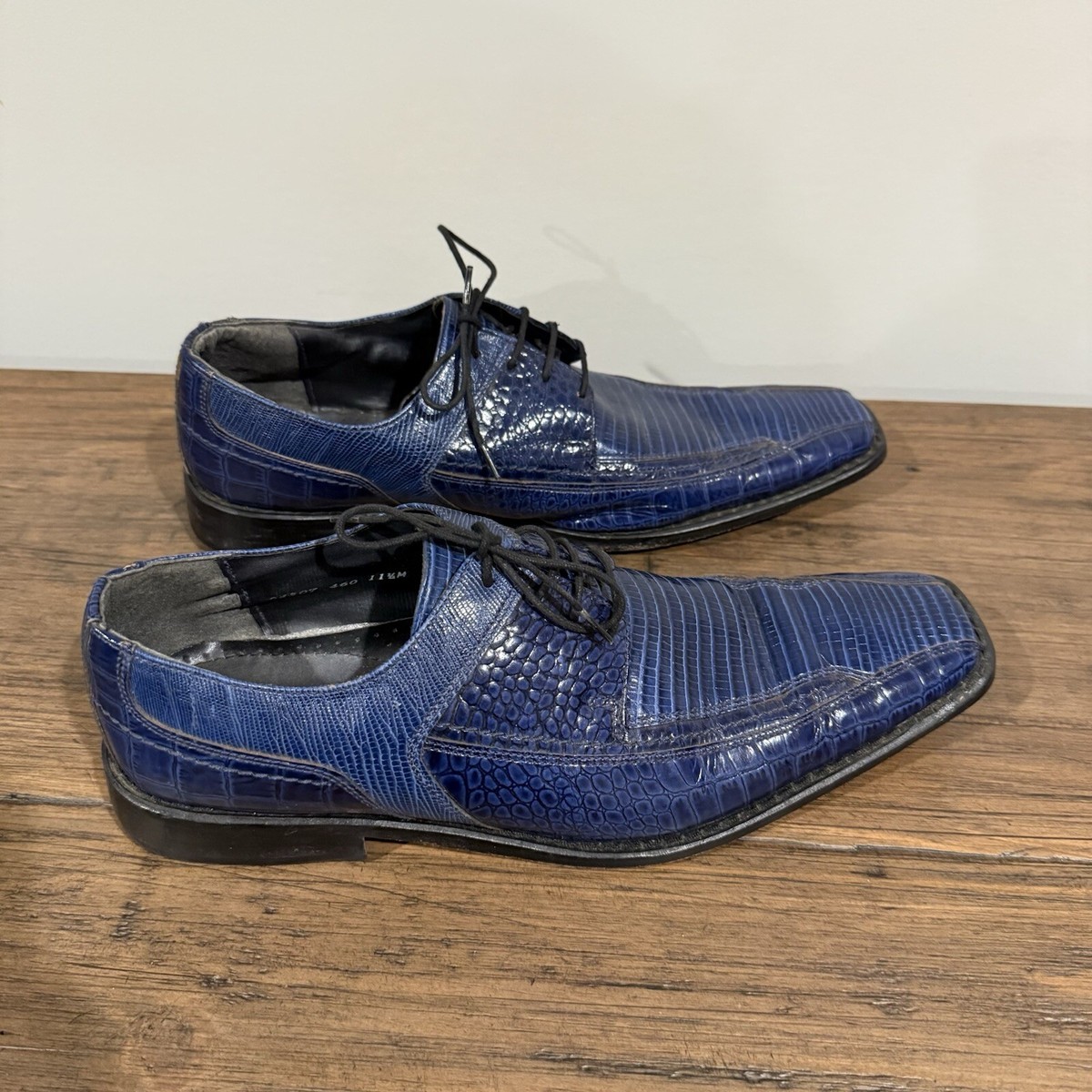 Vintage STACY ADAMS Blue Lizard Oxford Dress Shoes Size US 