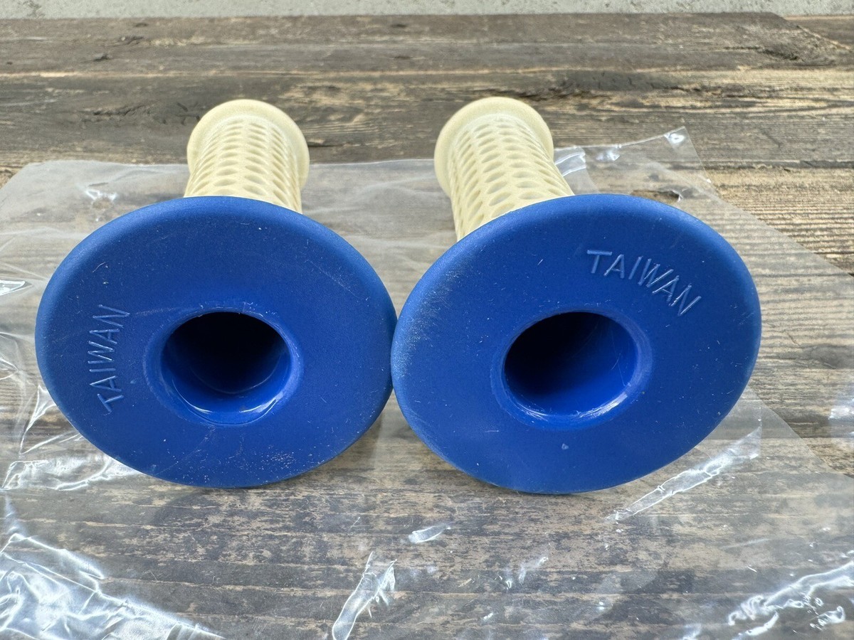 Bmx Handle grips Vintage Old School Blue White Oakley Style