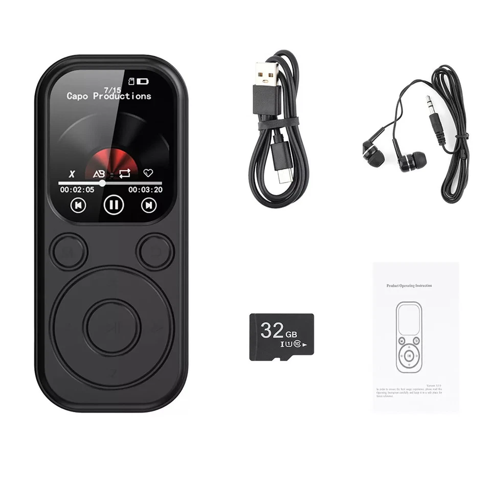 Portable 32GB MP4 Player 1.8" IPS Screen Bluetooth 5.4 APE/FLAC Support Type-C - Image 3 of 4