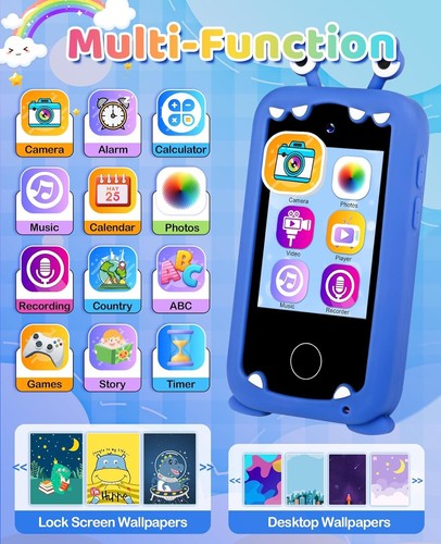 Kids Phones for Boys with Dual Camera Christmas Birthday Gifts 3 4 5 Blue - 第 2/7 張圖片