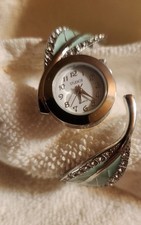 Studio Womens Quartz Watch Cuff With Green Le...