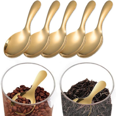 5 Pack Short Handle Scoops for Canisters - Stainless Steel Small Scoops for Salt