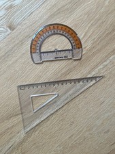 Maths Geometry Set Measurement Protractor and Set Square Made in France