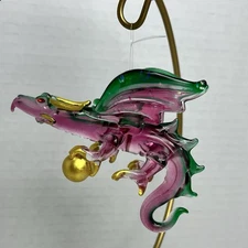 Gallerie ll Wicked Dragon - Glass Art Ornament (Green & Pink)