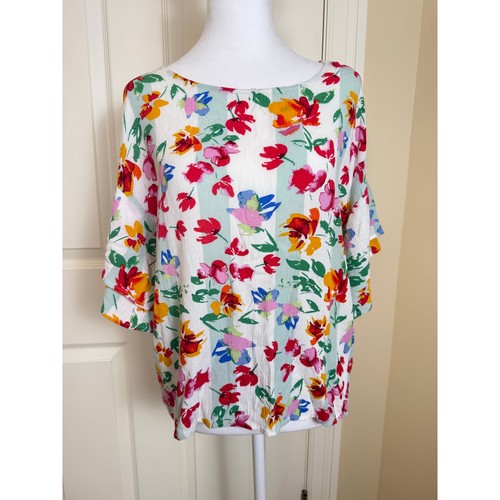 Bobeau Bluse Rüschenärmel Blumen leichtes Boho Oberteil Gr. M - Bild 5 von 7