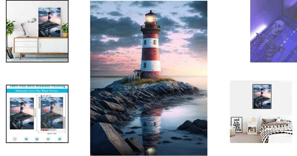 Цветной пляж и маяк 5D бриллиант картина комплект - идеальный подарок для взрослых - Изображение 2 из 4