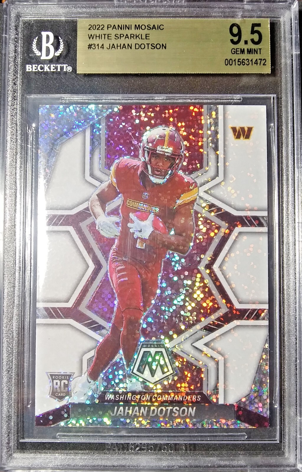 2022 Panini Mosaic Rookies White Sparkle Prizm #314 Jahan Dotson RC SSP BGS 9.5