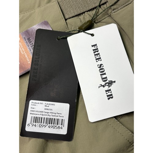 NWT Free Soldier Mens Cargo Hiking Pants 36W 32L Waterproof Quick Dry Tactical - Picture 7 of 18