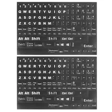 English Stickers, 2pcs Cover Style 5, Black Background White Lettering