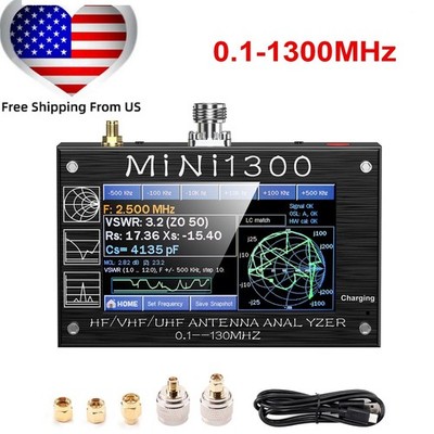 Mini1300 HF/VHF/UHF Antenna Analyzer 0.1-1300MHz LCD Display Frequency Counter