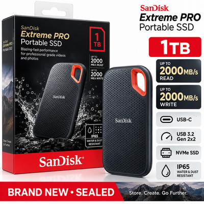SanDisk Extreme Pro Portable 1TB SSD BIS 2000MB/s Lesen & Schreiben Neu Garantie