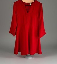 Gap Women’s Fit & Flare Split Neck Dress, Red Sunset Size 6 Petite