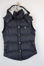 JACK WILLS Blue Padded Gilet size 8 Womens Full Zip Hooded Puffer Vest 020438