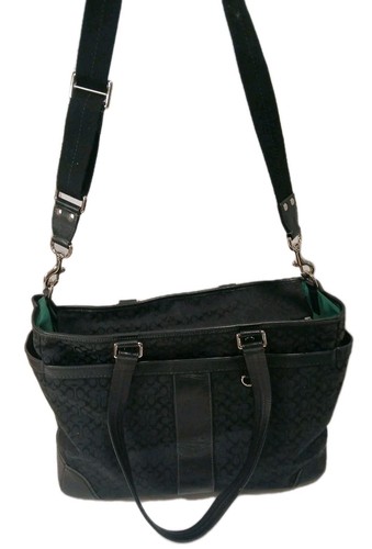 COACH BLACK JACQUARD/LEATHER LOGO MULTIFUNCTION TOTE/ BABY BAG MSRP $495+ - Picture 15 of 24