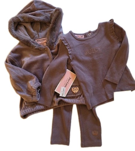 Juicy Couture Kleinkind 3-teiliges Set, 3-6 Monate Jacke, Hose Shirt, Neu mit Etikett UVP $ 69,50