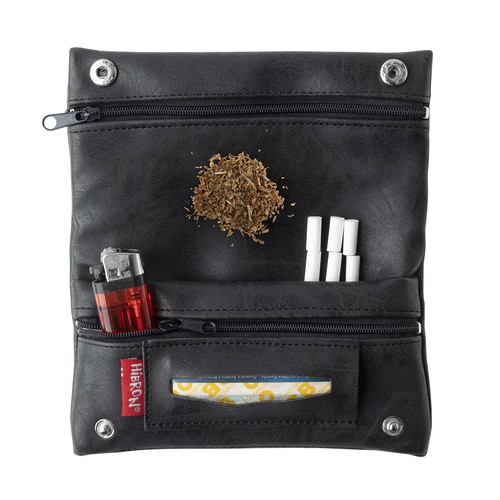 HIBRON Porta tabacco Borsello in vera pelle (58105 Nero) - Foto 14 di 24