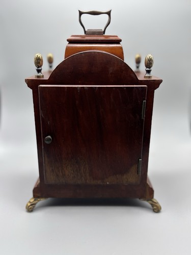 Vintage Wuba Warmink table clock in walnut wood with moon phase and double bell - Picture 6 of 13