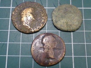 (LOT 60) ROMAINES ANTIQUES LOT de 3 AS en ETATS MEDIOCRES !