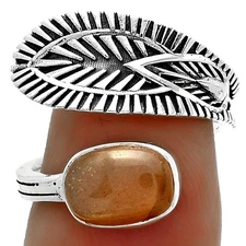 Natural Peach Moonstone 925 Sterling Silver Ring s.7 Jewelry R-1116