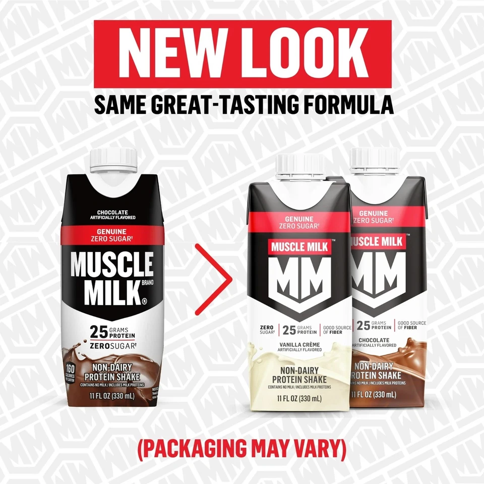 Batido de proteínas genuinas Muscle Milk, chocolate, cartón de 11 fl oz, paquete de 12 Foto 3 de 4