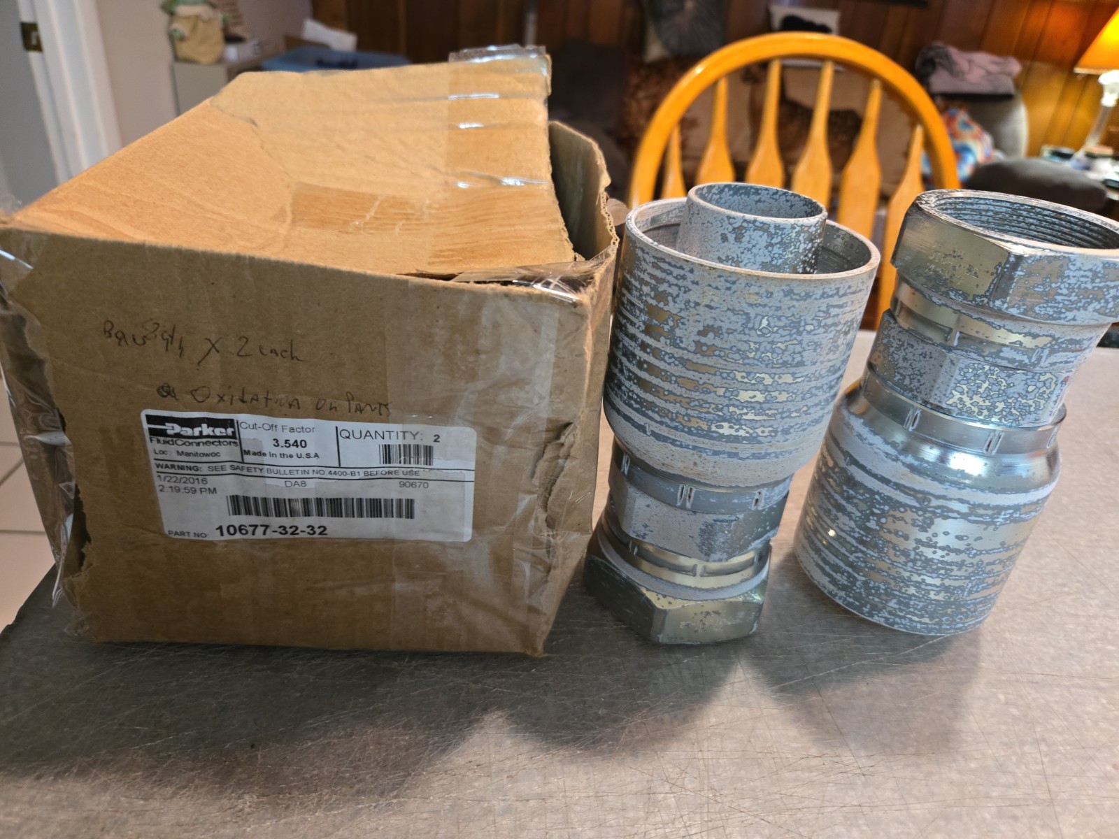 5 Qty. Parker 10677-32-32 Crimp Style Hydraulic Hose Fitting. New In Box