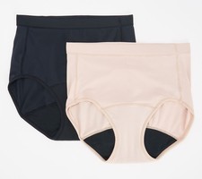 Maya J Women's Plus Sz Panties 2X Breezies Leak Proof Full Brief Black A508654