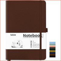 Notizbuch A5 Dotted Journal 200 Seiten 100Gsm Tintenfest Pu Hard Cover Braun
