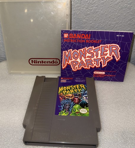 MONSTER PARTY NINTENDO ENTERTAINMENT SYSTEM NES CARTRIDGE & HANDBUCH GETESTET BANDAI - Bild 1 von 3