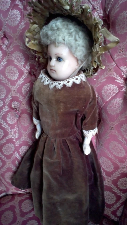 Preciosa muñeca niña antigua cabeza de hombro de cera vertida alemana del siglo XIX de 15" c1895 Foto 4 de 4