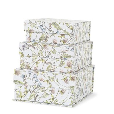  Decorative Cardboard Storage Boxes, Set of 3 Floral Pattern Wild Garden