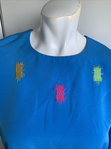 *90s* Peter Popovitch women’s size medium blue short sleeve blouse pullover - Picture 2 of 5