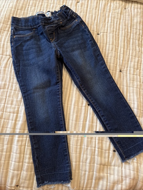 Girl Skinny Jeans Leggings Old Navy Size 6-7 Cropped Dark Wash Adjustable Waist