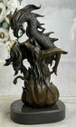 Lustful Fantasy Bronze Statue Sexy Hot Girl With Dragon Sculpture Figure Art