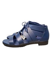 Hermes Gladiator Sandals Navy Leather Size 37 US About7 For Women
