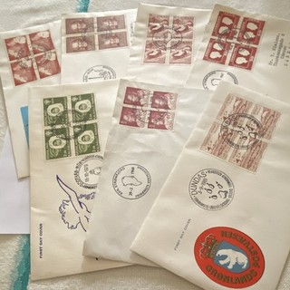 Grönland Ersttagsbriefe/Sammlerbelege Lot Viererblöcke/Blöcke Tagesstempel