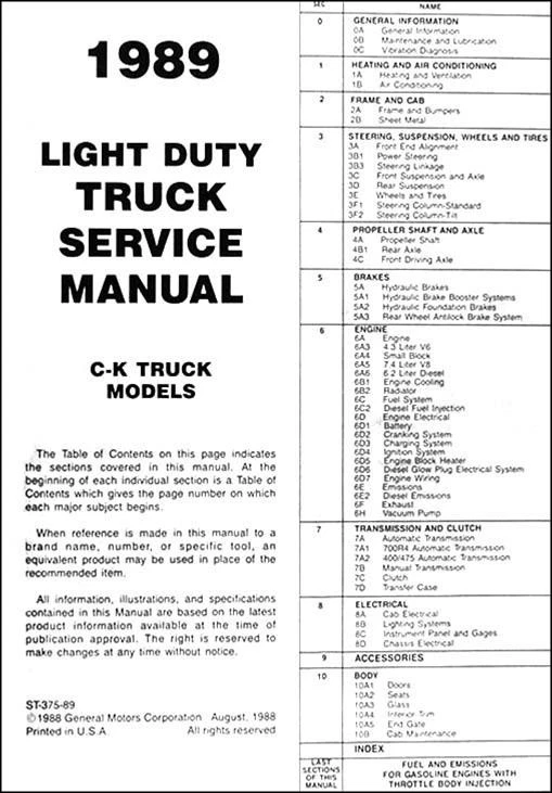 Chevrolet C K 1989 camioneta de servicio manual taller de reparación CK  Foto 2 de 2