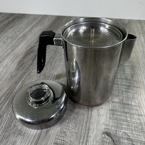 Vintage Percolator Coffee Pot Maker Ekcoware Stainless Steel Copper Camping - Picture 15 of 15