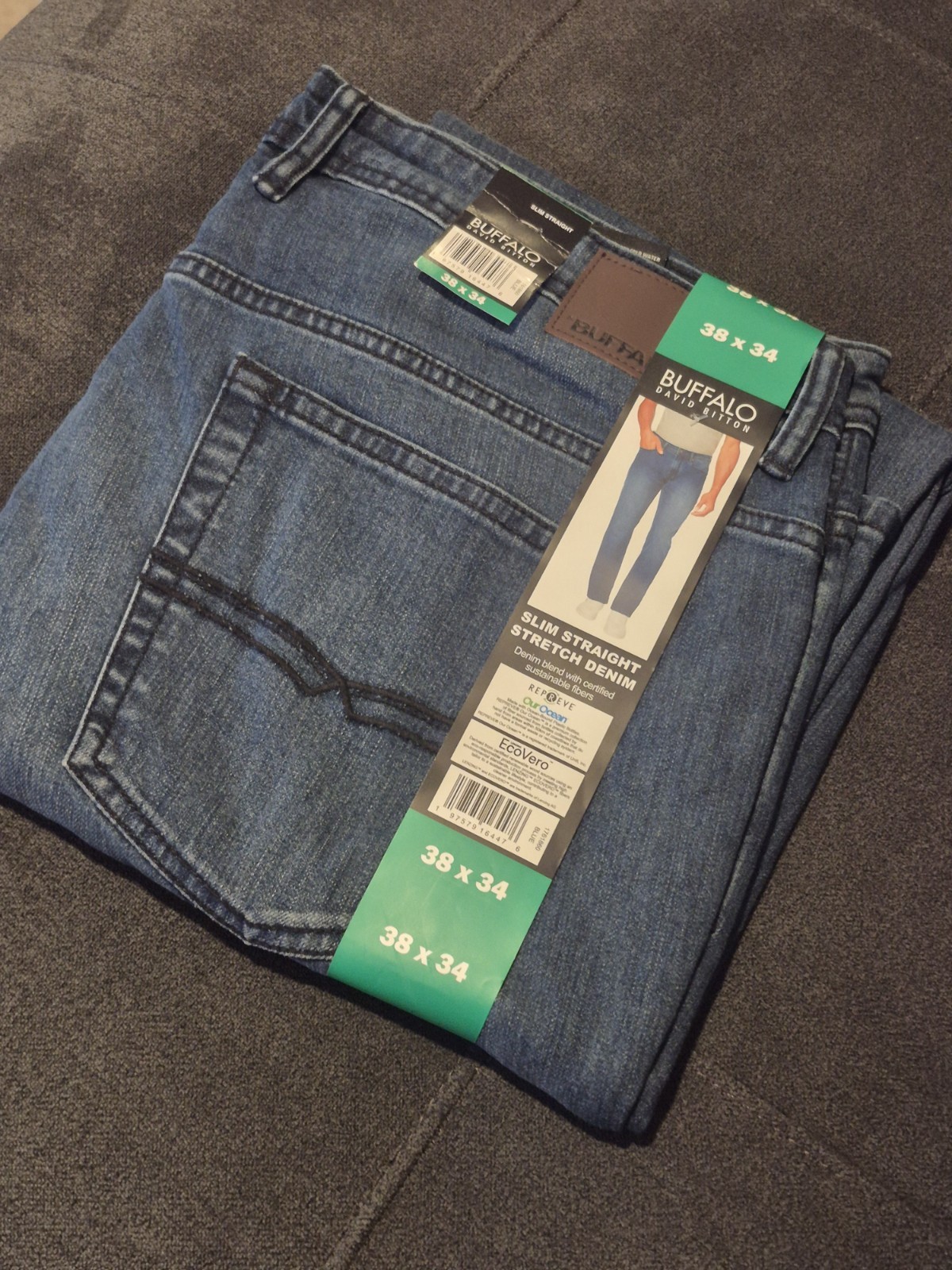 Buffalo Men's slim straight Jeans  blue size 38X34