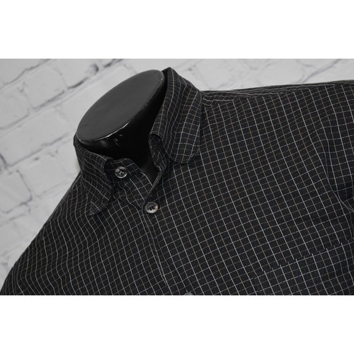 Ermenegildo Zegna Dress Shirt Mens Size Large Cotton Made In Italy Black Brown