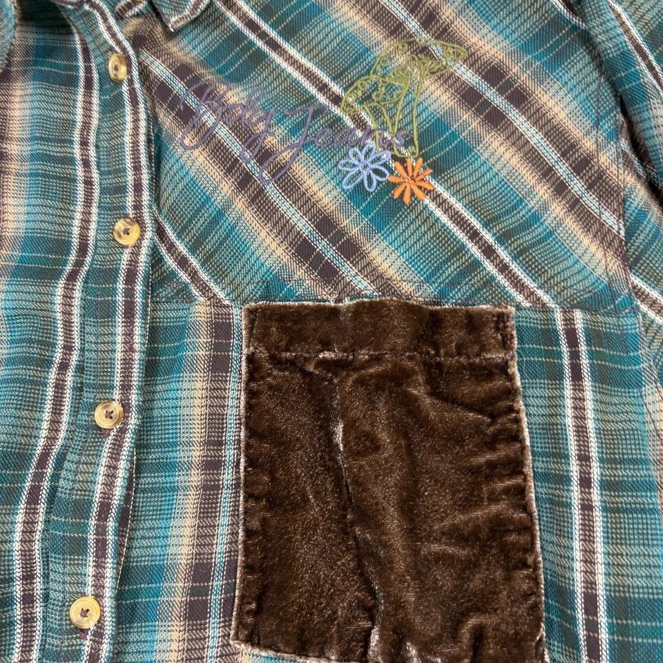 Camisa a Cuadros BDG Urban Outfitters Para Mujer L Marrón Verde Azulado Pana Bolsillo Y2K Grunge Foto 2 de 4