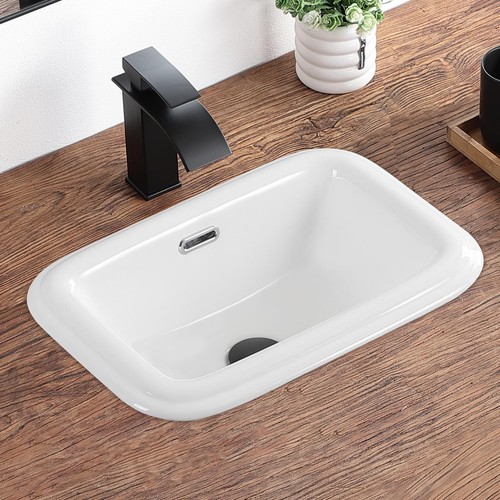 KARAMAG Bathroom Vessel Sink 18 Inch Drop In Bathroom Sink Rectangular Semi R...